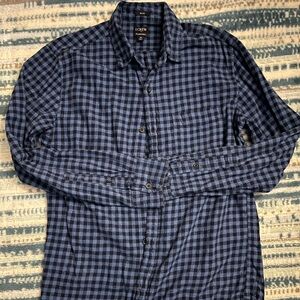 J. Crew Navy and Black Plaid Button Down Shirt
